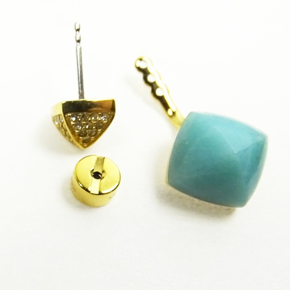 MICHAEL KORS Gold Plated Teal Blush Amazonite Pyramid Ear Jacket - Picture 5 of 8